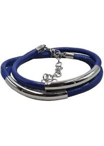 Armband Steuer "Kunstleder blau Karabiner", blau, Armb&auml;nder, Damen, 67cm, Synthetik, gl&auml;nzend, Armband