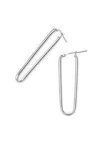 Paar Creolen Firetti "Schmuck Geschenk Silber 925 Ohrschmuck Ohrringe l&auml;nglich oval", silberfarben, Ohrringe, Damen, Silber 925 (Sterlingsilber)