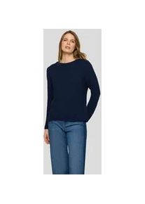 Strickpullover Rabe, Damen, Gr. 42, pazifik, Strick, Obermaterial: 52% Polyester, 42% Baumwolle, 6% sonstige Fasern, unifarben, tailliert h&uuml;ftbedeckend, Rundhals, Rollkante, Pullover Strickpullover, in Streifen-Ripp-Optik