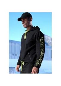 Kapuzensweatshirt, Herren, Gr. XXL (60/62), schwarz, Sweatware, Obermaterial: 50% Polyester, 45% Baumwolle, 5% Elasthan, LE JOGGER PERFORMANCE, kontrastfarbene Details, unifarben mit Farbeinsatz, bequem h&uuml;ftlang, Rippb&uuml;ndchen, Sweatshirts, mit praktischen Rei&szlig;verschlusstaschen