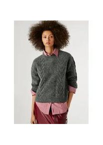 Strickpullover Pepe Jeans, Damen, Gr. L, 963dunkelgrau marl, Strick, Obermaterial: 54% Polyester, 20% Wolle, 20% Polyamid, 5% Alpaka, 1% Elasthan, meliert, normal normal, Rundhals, Rippstrickb&uuml;ndchen, Pullover Strickpullover, mit Zopfmuster und Woll-Anteil