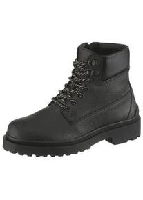 Tommy Hilfiger Schn&uuml;rboots TOMMY JEANS "TJM LACE UP BOOT LEATHER", Herren, Gr. 44, schwarz, Leder, Lederimitat, Schuhe Schn&uuml;rboots, Schn&uuml;rstiefelette mit weich abgepolstertem Schaftrand