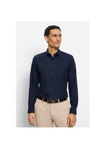 Businesshemd OLYMP "OLYMP No. Six 24/Seven, super slim, Modern Kent", Herren, Gr. 43, Normaler Arm, marine, 64% Baumwolle, 27% Polyester, 9% Elasthan, Hemden