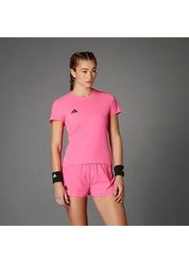Laufshirt Adidas PERFORMANCE "ADIZERO E TEE", Damen, Gr. XS, lucid pink, Obermaterial: 100% Polyester, normal, Rundhals, Shirts Laufshirt
