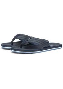 Zehentrenner Tommy Hilfiger "COMFORT PADDED PERF BEACH SANDAL", Damen, Gr. 43, dunkelblau, Lederimitat, Textil, Schuhe Zehentrenner, Sommerschuh, Strandschuh mit modischer Ziersteppung