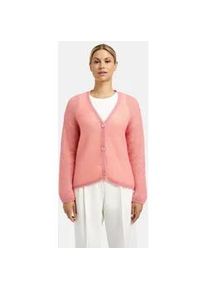 Cardigan Milano Italy, Damen, Gr. XL, neon coral, Material: 40% Polyacryl, 30% Mohair, 30% Polyamide, unifarben, oversize kurz, V-Ausschnitt, eingesetzt Rippb&uuml;ndchen, Strickjacken, in weicher Haptik