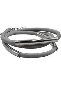 Armband Steuer "Kunstleder grau Karabiner", grau, Armb&auml;nder, Damen, 67cm, Synthetik, gl&auml;nzend, Armband
