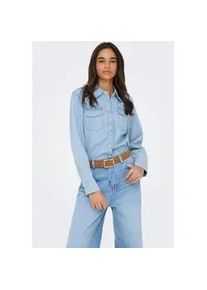 Jeansbluse Only "ONLCHARLIZE LS DNM SHIRT AKM NOOS", Damen, Gr. S, light blau denim, Denim/Jeans, Obermaterial: 100% Baumwolle, unifarben, regular fit h&uuml;ftbedeckend, Blusen Jeansbluse, mit Brusttaschen