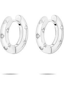 Paar Creolen Tamaris "Schmuck Geschenk Creolen mit funkelnden Steinchen Little Twinkle", edelstahlfarben, kristallwei&szlig;, kristallwei&szlig;, Ohrringe, Damen, 18,5mm, Edelstahl, mit Zirkonia (synth.)