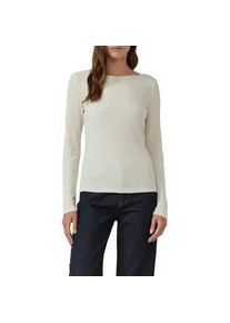Langarmshirt s.Oliver, Damen, Gr. 44, light beige melange, Strick, Obermaterial: 65% Polyester, 35% Viskose, unifarben, normal h&uuml;ftbedeckend, U-Boot-Ausschnitt, Shirts Langarmshirt, mit U-Boot-Ausschnitt