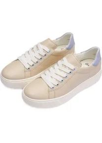 Plateausneaker Ara "MONACO", Damen, Gr. 6,5, creme, hellblau, Glattleder, unifarben mit Farbeinsatz, Schuhe Plateausneaker, Freizeitschuh, Halbschuh, Schn&uuml;rer mit Kontrastbesatz, H-Weite