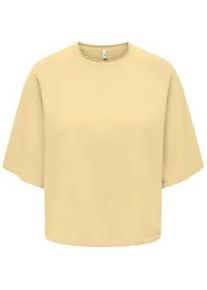 Rundhalspullover Only "ONLLOYAL 2/4 O-NECK KNT NOOS", Damen, Gr. XS, sunlight detail:melange, Strick, Obermaterial: 80% Polyester, 20% Nylon, meliert, normal, Rundhals, Pullover Rundhalspullover, mit Halbarm