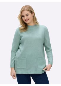 sheego Gro&szlig;e Gr&ouml;&szlig;en Longpullover mit Stehkragen, kalkmint, Gr&ouml;&szlig;e 44 - Damen