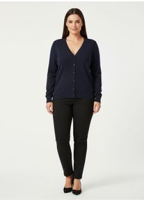 sheego Gro&szlig;e Gr&ouml;&szlig;en Strickjacke mit V-Ausschnitt, marine, Gr&ouml;&szlig;e 50 - Damen