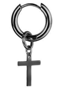 Single-Creole Firetti "Schmuck Geschenk Ohrschmuck einzeln Kreuz", schwarz, Ohrringe, Damen, 15mm, Edelstahl, Single-Creole, Einh&auml;nger abnehmbar