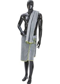 Kilt done. "Kuuma, ideal f&uuml;r Sauna & Spa", silber (silberfarben), L:60cm, Veloursfrottier, Hausm&auml;ntel, Kilt, mit Klettverschluss und Rei&szlig;verschluss-Tasche, Topseller