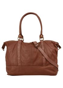 Reisetasche Samantha Look, Damen, Gr. B/H/T: 42cm x 30cm x 15cm onesize, braun (cognac), Leder, leicht gl&auml;nzend, unifarben, Taschen Reisetasche, echt Leder, Made in Italy
