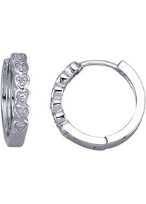Paar Creolen Firetti "Schmuck Geschenk Silber 925 Ohrschmuck Ohrringe Herzen", silber (silberfarben), Ohrringe, Damen, 16,9mm, 0,01 P3 = leicht erkennbare Einschl&uuml;sse, Diamanten Silber 925 (Sterlingsilber), Diamanten, Silber 925 (Sterlingsilber), Paar Creolen, mit Diamant