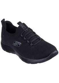 Slip-On Sneaker Skechers "SUMMITS", Damen, Gr. 41, schwarz (schwarz, uni), Textil, unifarben, Schuhe Slip-On Sneaker, Freizeitschuh, Halbschuh, Slipper mit flexibler Traktionslaufsohle, Topseller