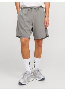 Jack & Jones Trainingsshorts JACK & JONES "JCOCNZ SHORTS NOOS", Herren, Gr. S, N-Gr, gray flannel, Web, Obermaterial: 92% Polyester, 8% Elasthan, unifarben, relaxed fit knielang, Hosen Trainingsshorts