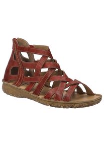Sandale Josef Seibel "Ivy 06", Damen, Gr. 45, rot, Leder, Schuhe Sandale, R&ouml;mdersandale, Sandalette, Riemchensandale mit Rei&szlig;verschluss