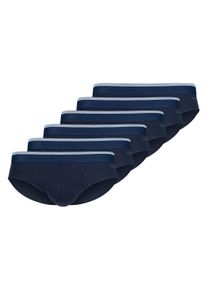 Slip Skiny "Slip Brasil-Slips Cotton Multipack 6P 6er Pack", Herren, Gr. L, blau, Obermaterial: 95% Baumwolle CO. 5% Elasthan EL., Unterhosen Slip