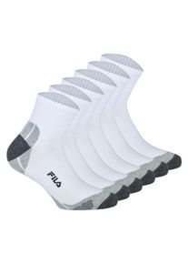 Kurzsocken Fila "Socken Fila QUARTER UNISEX SOCKS MULTISPORT 3P 6er Pack", Damen, Gr. 43-46, wei&szlig;, Obermaterial: 87% Polyester PES. 10% Baumwolle CO. 3% Elasthan EL., Socken Kurzsocken