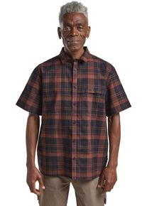 Kurzarmhemd Jack Wolfskin "GREAT PLAINS SHIRT M", Damen, Gr. L (52), Normalgr&ouml;&szlig;en, blau (check, schwarznavy), Obermaterial: 55% Hanf, 45% Baumwolle, Hemden Kurzarmhemd