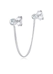 Paar Ohrstecker Elli "Ohrringe Doppel Ohrstecker 925 Silber, mit Kristallen von Swarovski" Gr. 47, silber, Ohrringe, Damen, Silber 925 (Sterlingsilber), Paar Ohrstecker