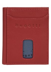 Geldb&ouml;rse Bugatti "SECURE SLIM", Damen, rot, Leder, leicht gl&auml;nzend, unifarben, Kleinlederwaren Geldb&ouml;rse, echt Leder