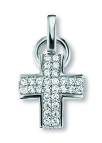 Kettenanh&auml;nger ONE ELEMENT "Zirkonia Kreuz Anh&auml;nger aus 925 Silber", silber, Schmuckanh&auml;nger, Damen, Silber 925 (Sterlingsilber), Kettenanh&auml;nger