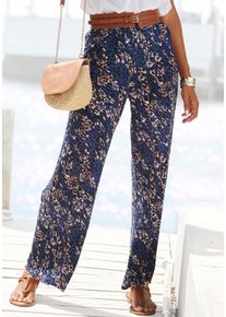 Jerseyhose Vivance, Damen, Gr. 46, N-Gr, bunt (blau, ros&eacute; bedruckt), Jersey, Obermaterial: 100% Viskose, bedruckt, figurumspielend bodenlang, Hosen Jerseyhose, mit Alloverdruck, bequeme Sommerhose in weiter Form, Strandhose, Topseller