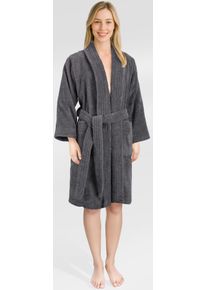 Damenbademantel HAMMETEX "Ren, 100% Baumwolle" Gr. XXL, dunkelgrau, L:100cm, Baumwolle, Hausm&auml;ntel, Damenbademantel, 380 g/m&sup2; Frottee Bademantel mit Taschen &ndash; Saugf&auml;hig & Weich