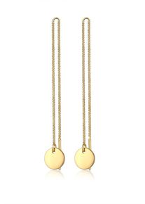 Paar Ohrh&auml;nger Elli "Ohrringe Durchzieher Pl&auml;ttchen Kreis H&auml;nger 925 Silber", gold, Ohrringe, Damen, ohne Stein, Silber 925 (Sterlingsilber), Paar Ohrh&auml;nger