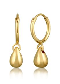 Paar Creolen Elli "Ohrringe Creole Tropfen Anh&auml;nger 925 Sterling Silber" Gr. 24, gold, Ohrringe, Damen, ohne Stein, Silber 925 (Sterlingsilber), Paar Creolen