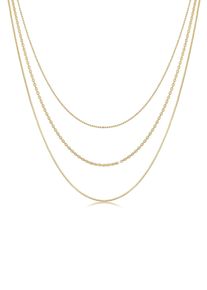 Silberkette Elli "Halskette Basic Layer Lagen Look Trend Blogger 925 Silber" Gr. 45, gold, Halsketten, Damen, Silber 925 (Sterlingsilber), Silberkette