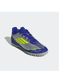 Fu&szlig;ballschuh adidas Performance "F50 CLUB MESSI KIDS TF", Kinder, Gr. 38, gelb (silber metallic, solar gelb, lucid blau), Synthetik, Schuhe Fu&szlig;ballschuh, f&uuml;r Kinder & Jugendliche