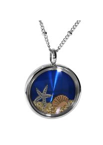 Kette mit Anh&auml;nger OSTSEE-SCHMUCK "- Seestern 23 mm blau - Edelstahl - ohne Stein" Gr. A, grau (edelstahlfarben, grau, silberfarben), Halsketten, Damen, Edelstahl, Kette mit Anh&auml;nger