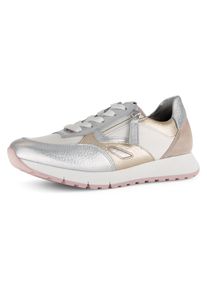 Keilsneaker Gabor "FLORENZ", Damen, Gr. 40, wei&szlig; (wei&szlig;, pastellfarben), Nappaleder, Ziegenveloursleder, Schuhe Keilsneaker, Freizeitschuh, Halbschuh, Schn&uuml;rer, Kontrastbes&auml;tze, Weite G (=weit)