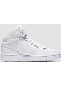 Sneaker Nike Sportswear "Court Borough Mid 2 (GS)", M&auml;dchen, Gr. 35,5, wei&szlig; (wei&szlig; wei&szlig;, wei&szlig;), Leder, Synthetik, unifarben, Schuhe Sneaker, Design auf den Spuren des Air Force 1, f&uuml;r Kinder & Jugendliche