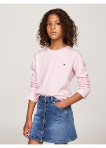 T-Shirt "2PK LS TEE", M&auml;dchen, Gr. 128/134, pink (light pink, wei&szlig;), Jersey, Obermaterial: 100% Baumwolle, Tommy Hilfiger Underwear, unifarben, k&ouml;rpernah, Rundhals, abgesteppt, Shirts T-Shirt, mit Logostickerei