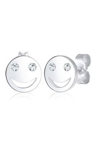 Paar Ohrstecker Elli "Ohrringe mit Smiling Face 925 Silber, mit Kristallen von Swarovski", silber, Ohrringe, Damen, Silber 925 (Sterlingsilber), Paar Ohrstecker