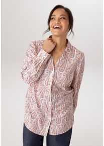 Hemdbluse ANISTON PLUS, Damen, Gr. 50, wei&szlig;, blau, rot, rose, orange, lila, Web, Obermaterial: 100% Polyester, Paisley, bedruckt, gemustert, figurumspielend Po-bedeckend, 1-Knopf-Manschette, Blusen Hemdbluse, in Paisleydessin - NEUE KOLLEKTION