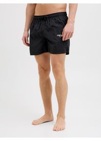 Jack & Jones Badeshorts JACK & JONES "JPSTNAXOS JJSWIM SHORTS VESTERBRO SN", Herren, Gr. XXL, N-Gr, schwarz, Mesh, Polyester, unifarben, Badehosen Badeshorts