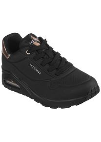 Sneaker Skechers "UNO GOLDEN AIR", Damen, Gr. 37, schwarz (schwarz, schwarz), Lederimitat, Schuhe Sneaker, Freizeitschuh, Halbschuh, Schn&uuml;rschuh mit Metallic-Einsatz, Topseller