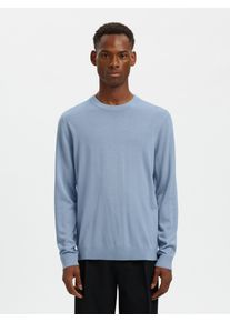 Strickpullover Selected "SLHTRAY LS KNIT MERINO CREW NECK NOOS", Herren, Gr. XL, dusty blau, Strick, Obermaterial: 100% Wolle, unifarben, regular fit normal, Rundhals, Rippb&uuml;ndchen, Pullover Strickpullover, Wolle, regular fit