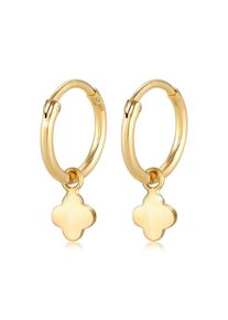 Paar Creolen Elli "Ohrringe Creolen Kleeblatt Gl&uuml;ck Symbol 925 Silber" Gr. 1, gold, Ohrringe, Damen, ohne Stein, Silber 925 (Sterlingsilber), Paar Creolen