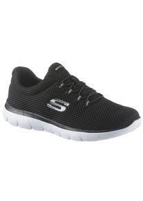 Slip-On Sneaker Skechers "Summits", Damen, Gr. 36, schwarz, Synthetik, Textil, Schuhe Slip-On Sneaker, Slipper, Freizeitschuh, Komfortschuh mit gepolstertem Schaftrand, Topseller