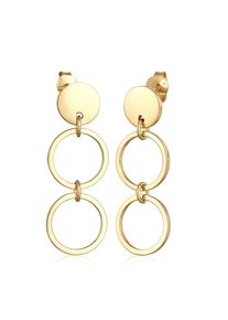 Paar Ohrstecker Elli "Ohrringe H&auml;nger Pl&auml;ttchen Ringe Kreis 925 Silber" Gr. 30, gold, Ohrringe, Damen, ohne Stein, Silber 925 (Sterlingsilber), Paar Ohrstecker