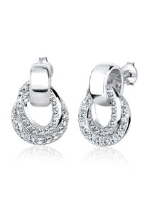 Paar Ohrstecker Elli "Ohrringe Kreis Kristalle Rund Glamour 925 Silber" Gr. 18, silber, Ohrringe, Damen, mit Stein, Silber 925 (Sterlingsilber), Paar Ohrstecker
